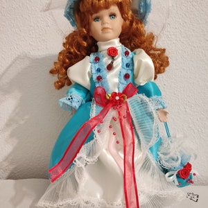Vintage Porcelain Doll, Porcelain Doll 32 cm,Porcelain Doll with beautiful eyes