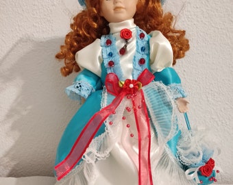 Vintage Porcelain Doll, Porcelain Doll 32 cm,Porcelain Doll with beautiful eyes