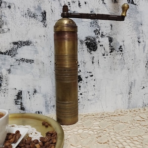 Antique Greek manual coffee bean grinder Ancient Greek hand mill Brass hand mill