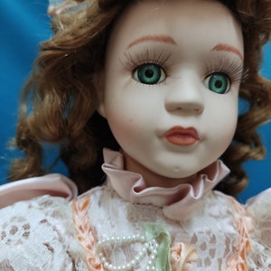 Porcelain doll,Vintage cute porcelain doll girl 40cm,Bisque doll
