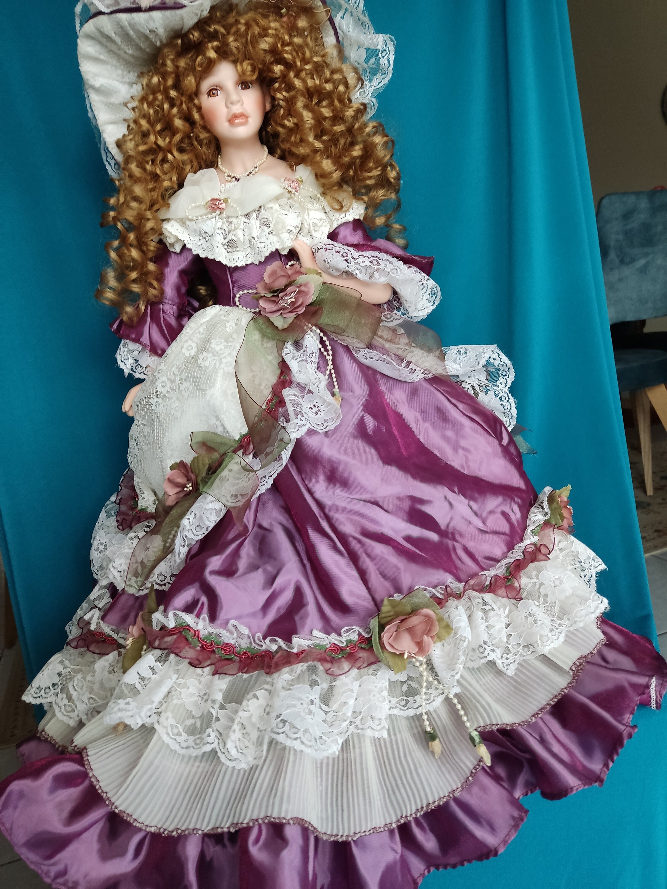 * antique doll ୨୧ .·*° アンティーク ペグドール Vintage Porcelain Doll, Charming Porcelain Doll, 60 Cm Tall