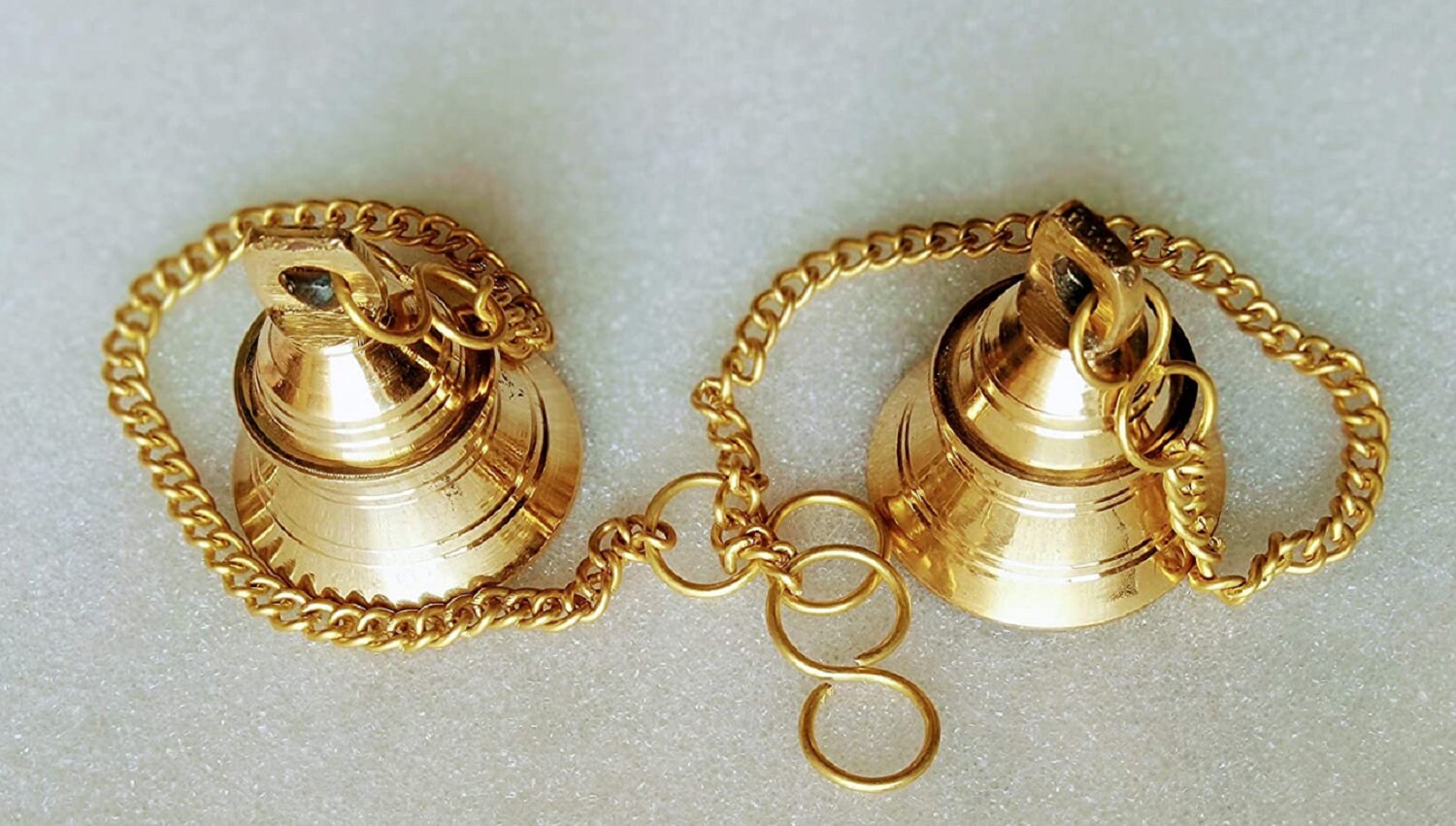 Pair of Brass Hanging Pooja Bell with Chain Golden Standard Etsy