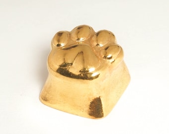 PuppyPaw Prints Handmade Brass Keycap (Gold Plated)
