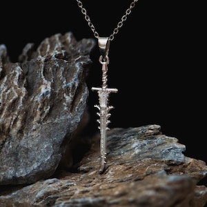 Helphen’s Steeple Silver Pendant: Elden Ring Ghostflame Greatsword Necklace