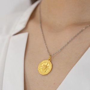 山羊座の星座ペンダント - 18Kゴールドメッキスターリングシルバーネックレス、占星術ジュエリーギフト、地球のサイン山羊座の誕生日チャーム