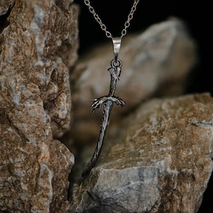 Handmade Dragonscale Blade Sterling Silver Pendant - Dark Souls Elden Ring Inspired