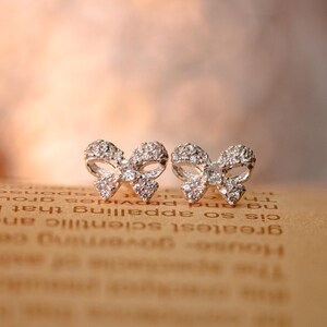 Bow Elegance Stud Earrings - Sterling Silver Dainty Bow Jewelry Gift for Women, Girls, Elegant Everyday Studs