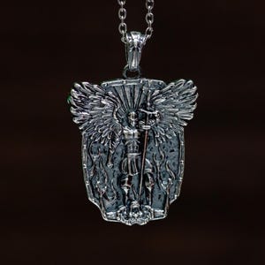 Archangel Michael S925 Silver Pendant Necklace | Angel Guardian Jewelry for Strength Faith and Protection | Gift for Men Women
