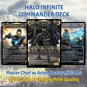 Deck Commandant Halo Infinite • Deck de procuration Mtg sur le thème Halo Infinite • Armure Halo • Boîte de deck M.T.G • Carte personnalisée de procuration • Cartes de procuration M.T.G