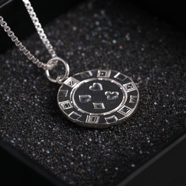 Poker Coin Silver Necklace