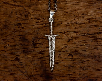 Dark Souls, Elden Ring Inspired Dark Moon Greatsword Silver Pendant – S925 Sterling Sword Necklace for RPG Fans and Fantasy Jewelry