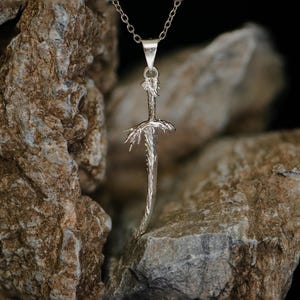 Handmade Dragonscale Blade Sterling Silver Pendant - Elden Ring Dark Souls Jewelry
