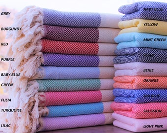 30 Colors / Thick / Diamond / Turkish Towels, Peshtemal, Pool Towels, Beach  Towel, Fouta Towel, Bridesmaid Gift. 