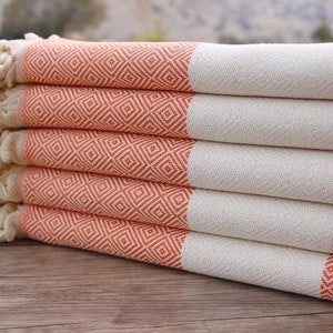 Orange Turkish Cotton Beach Towel: Personalized Bachelorette Gift (40x70&quot;)