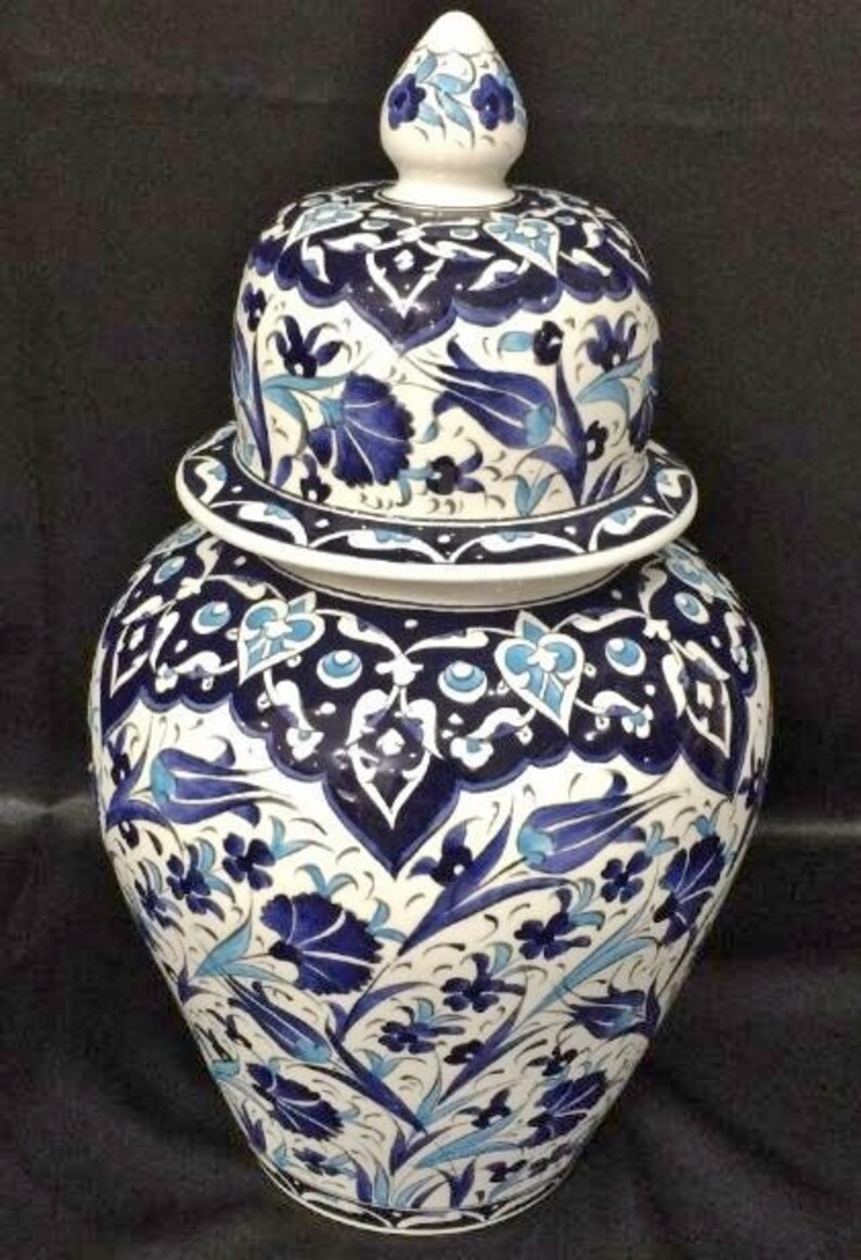 25 cm Turkish ceramic vase blue and white vases 10 inches handmade ceramic vases