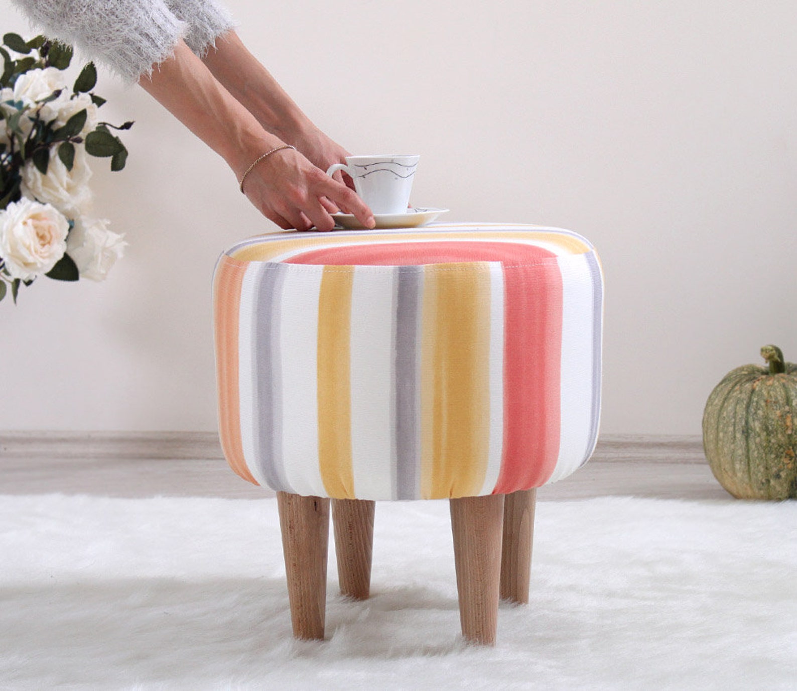 Colorful decorative ottoman pouf handmade living room pouf Etsy
