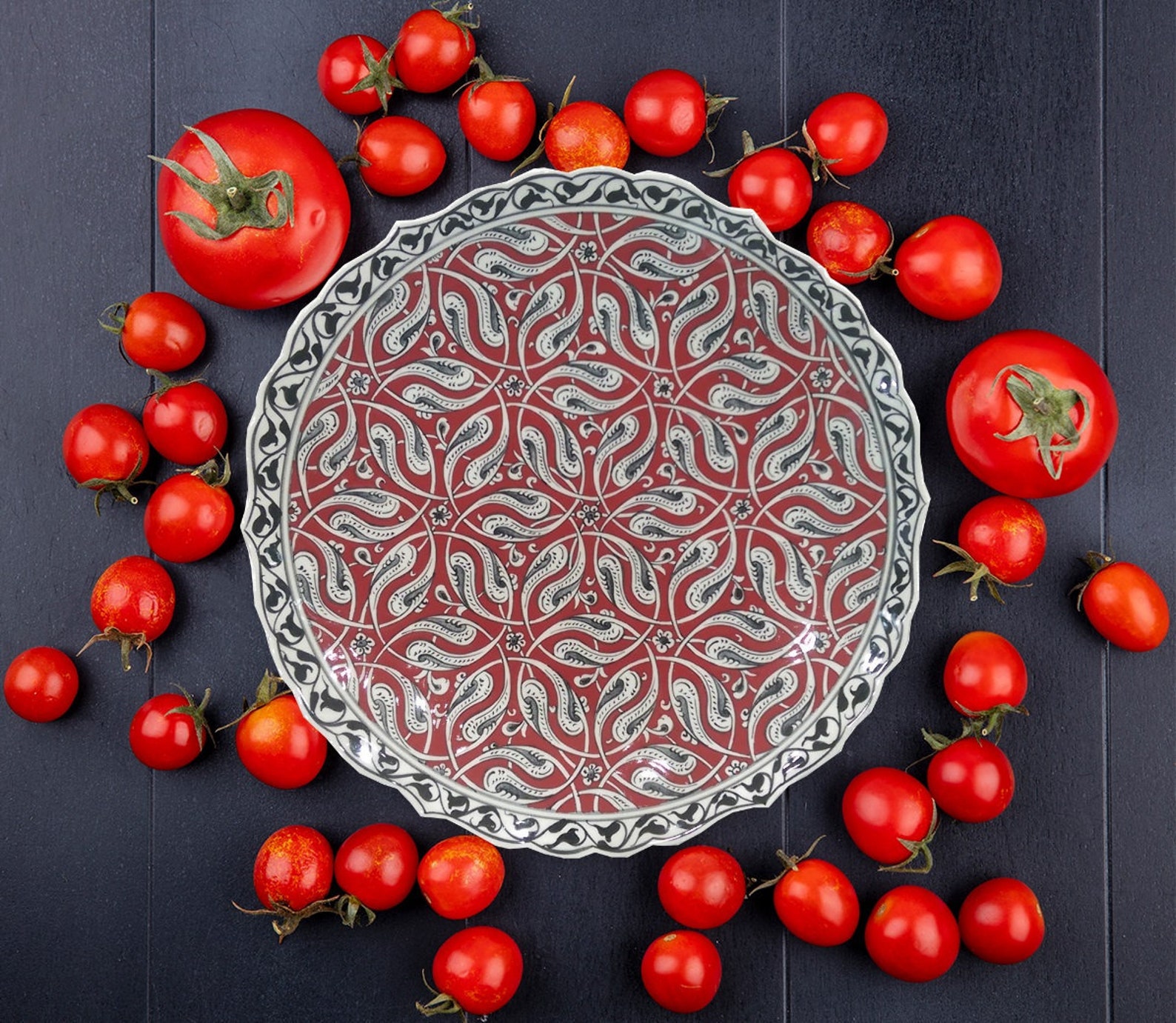 30 cm ceramic dinner plate red colour Turkish Nicean dinner Etsy