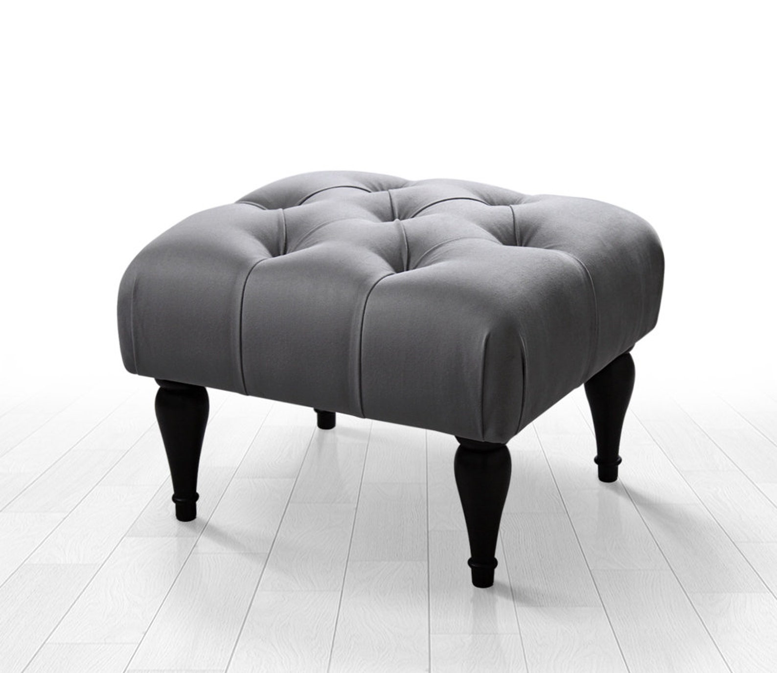 Square pouf ottoman tufted design wood legs ottoman poufs Etsy