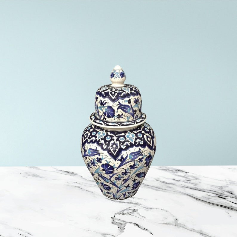 25 cm Turkish ceramic vase blue and white vases 10 inches handmade ceramic vases