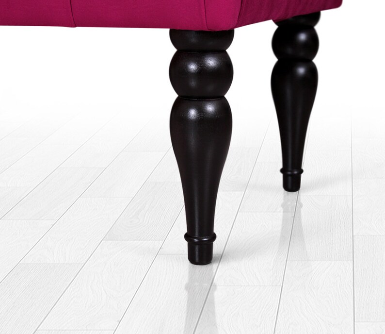 decorative handmade bench living room bench Cherry colour tufted bench stool wood legs stool entryway bench stool