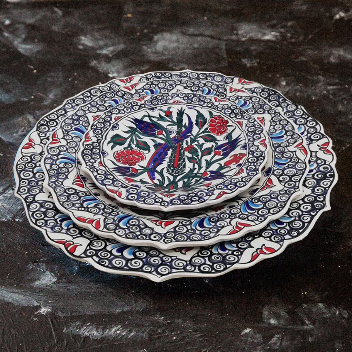 4 piezas de set de comedor hecho a mano de cerámica pintado a | Etsy