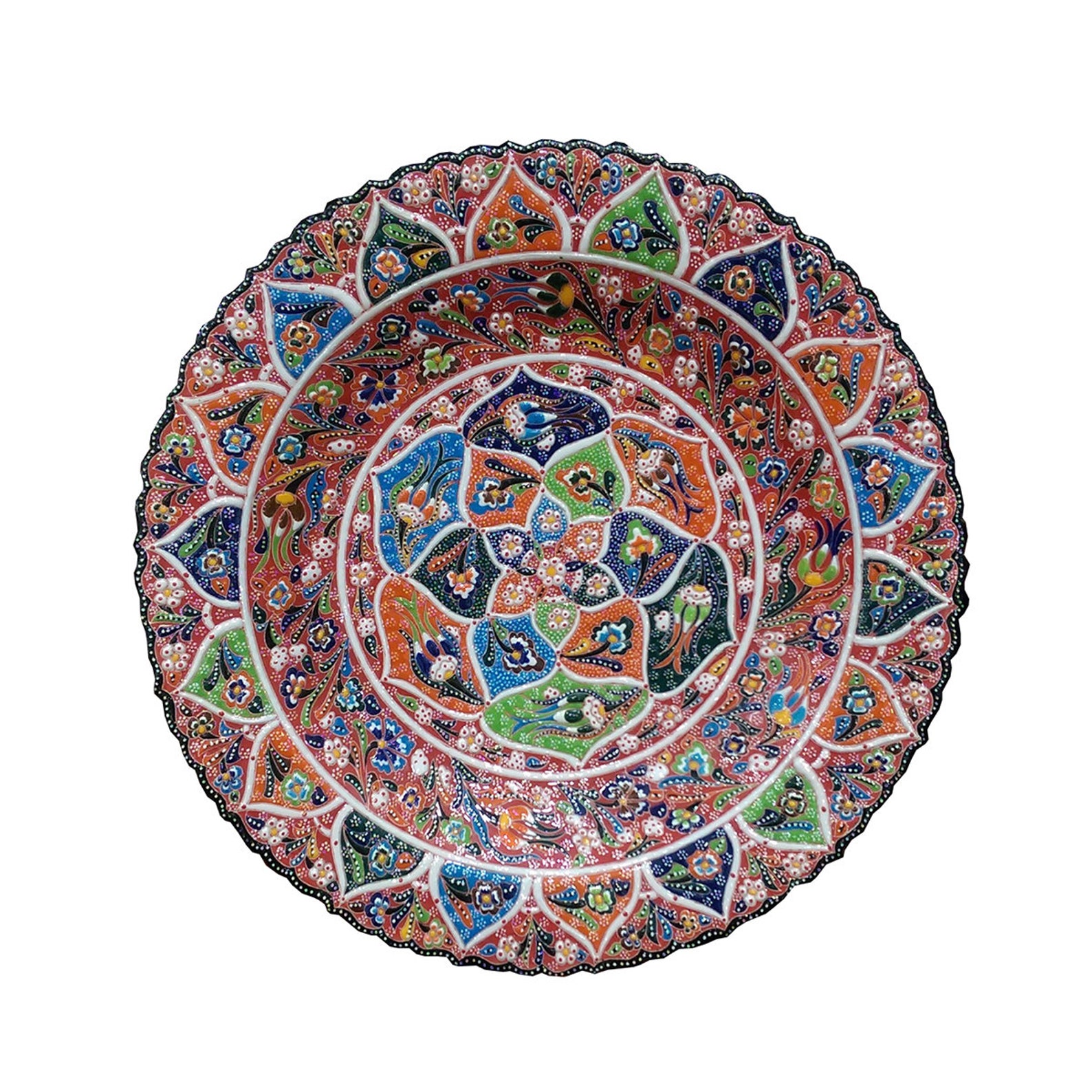 Bohemian style Wall hang ceramic plate hand painted bohemian Etsy