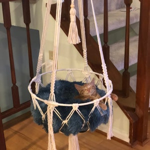 Macrame Cat Hammock Hanging - Cat Bed - Wall Furniture - Boho Cat Swing Cute Crochet - Cat Lover Gifts Pets