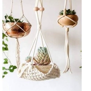 Macrame Plant Hanger - Handmade Macrame Plant Pot Hangers - 3Pcs Set