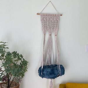 Macrame Cat Hammock Hanging - Cat Bed - Wall Furniture - Boho Cat Swing Cute Crochet - Cat Lover Gifts Pets