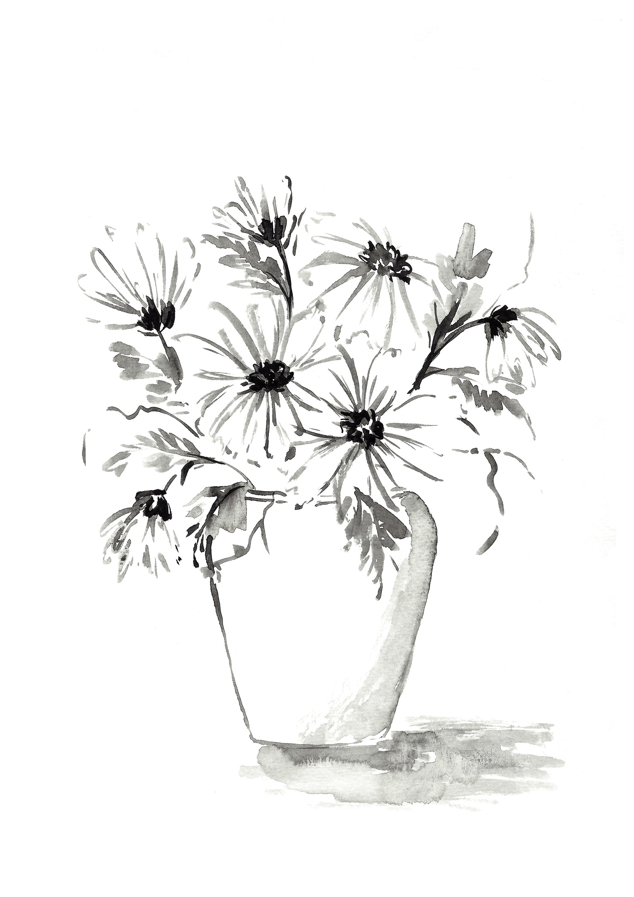 Daisies in a Vase Watercolor Art Print Instant Download Etsy