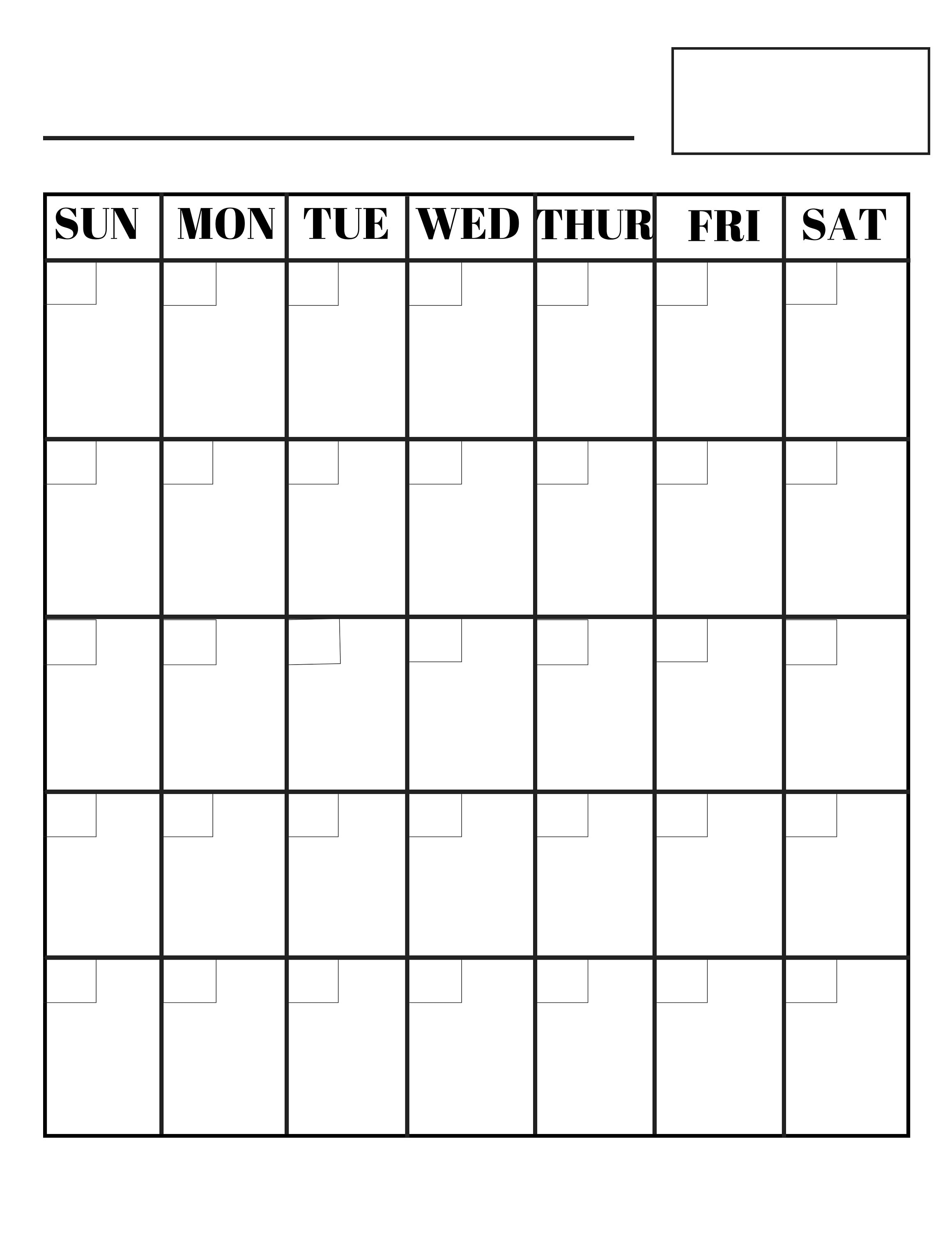 8.5 x 11 Inch Blank Calendar Page Template INSTANT DOWNLOAD | Etsy