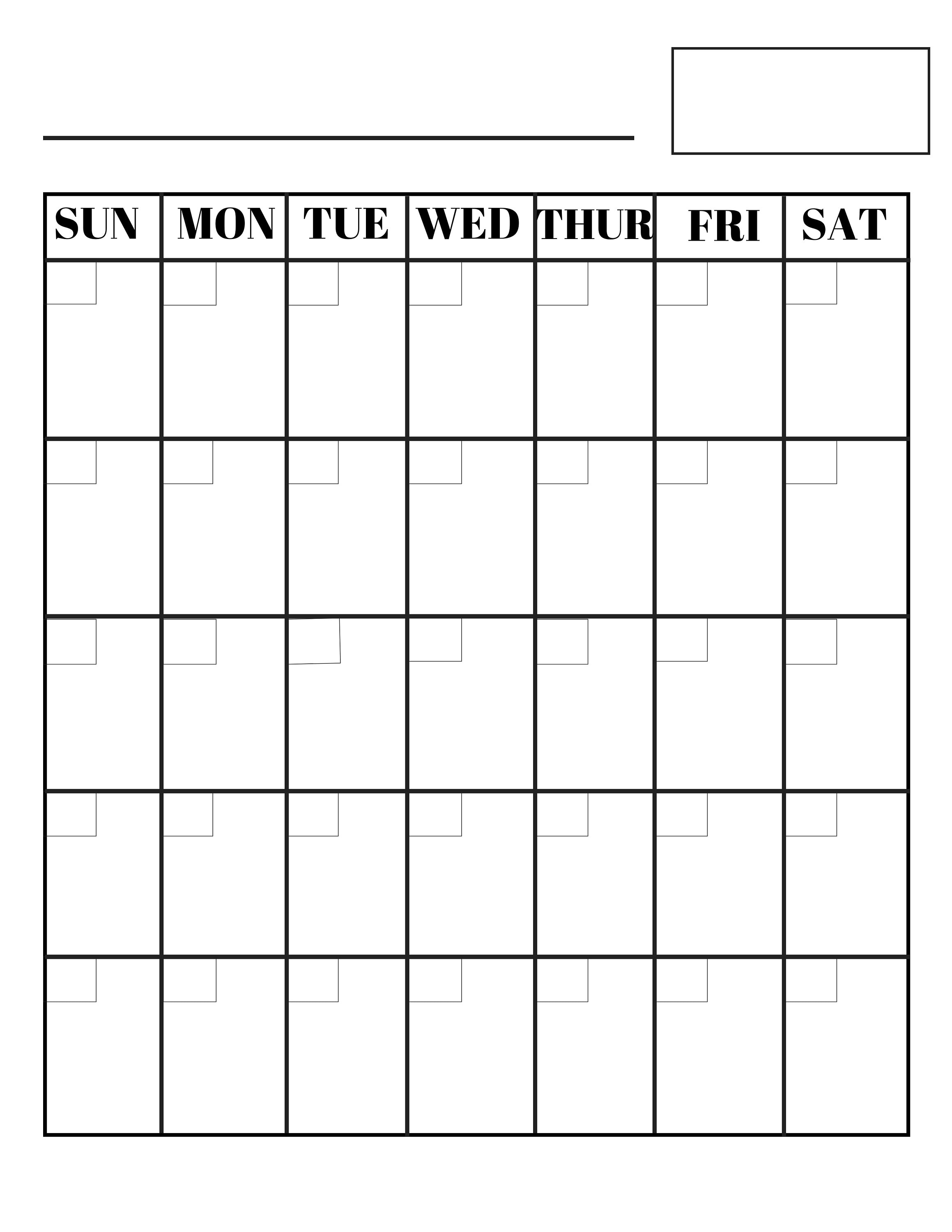 8 5 X 11 Inch Blank Calendar Page Template INSTANT DOWNLOAD Etsy