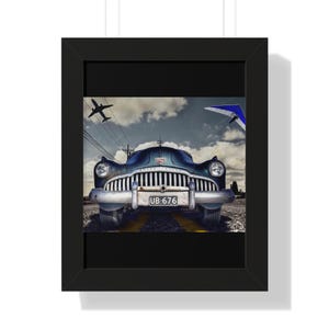 Vintage Car Wall Art, Framed Poster, Retro Decor for Car Enthusiasts, Gift for Him, Automotive Gift, Home Office Wall Decor