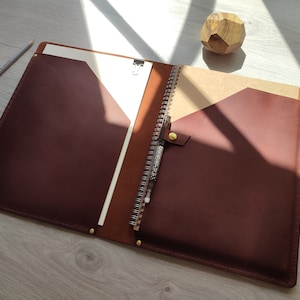 Minimalista - Cartella in pelle, Portfolio in pelle, Portablocco A5, Cartella A4, Borsa per lettere per documenti, Custodia per cartella in pelle, Portadocumenti