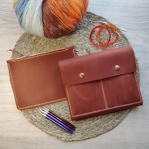 CASE No. 16 - Custodia in pelle per ferri da maglia, Organizer per ferri da maglia DPN, Custodia per maglieria circolare, Regalo per maglieria, Regalo di Natale, Regalo per la festa della mamma