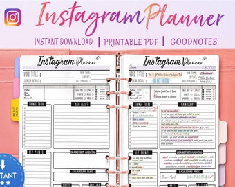 Planificador de contenido para Instagram 2026 / Marketing en redes sociales (Descarga digital, 120 stickers incluidos)
