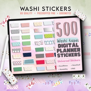 Plaknotities washitape stickers | GoodNotes-kerststickers | Bundel met stickers van boekenliefhebber | Leuke plannerstickers Organizer | Digitaal gebruik