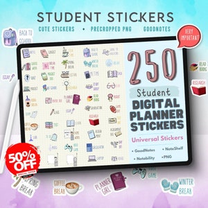 Digital Student Stickers, Digital Planning , Student Goodnotes Stickers, School stickers, College,Study, Class, Ipad Planner Precropped Png