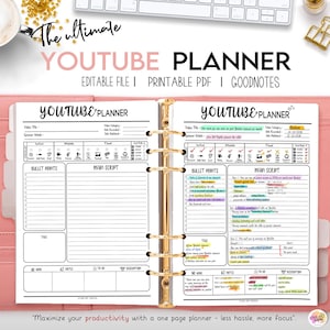 Editable Ultimate Digital Youtube Planner 2024 | IPad Planner, Goodnotes, Video Planner , Social Media Planner , Printable Vlog Checklist