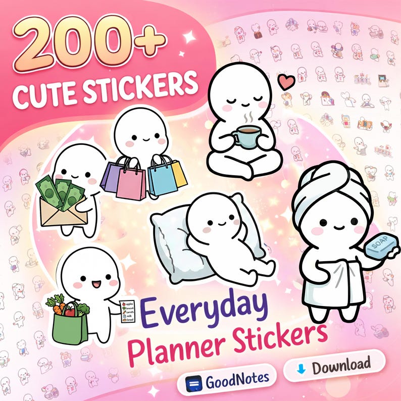 200+ Everyday Life Daily Routine Stickers HD | Cute Kawaii Planner ...