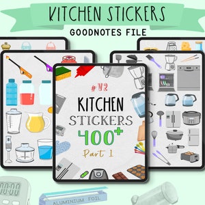 Ultimate Kitchen Meal planning Stickers,Kitchen Food Utensils Label Decor, Meal Cooking Recipe, GoodNotes Sticker Book & PNG - Organised