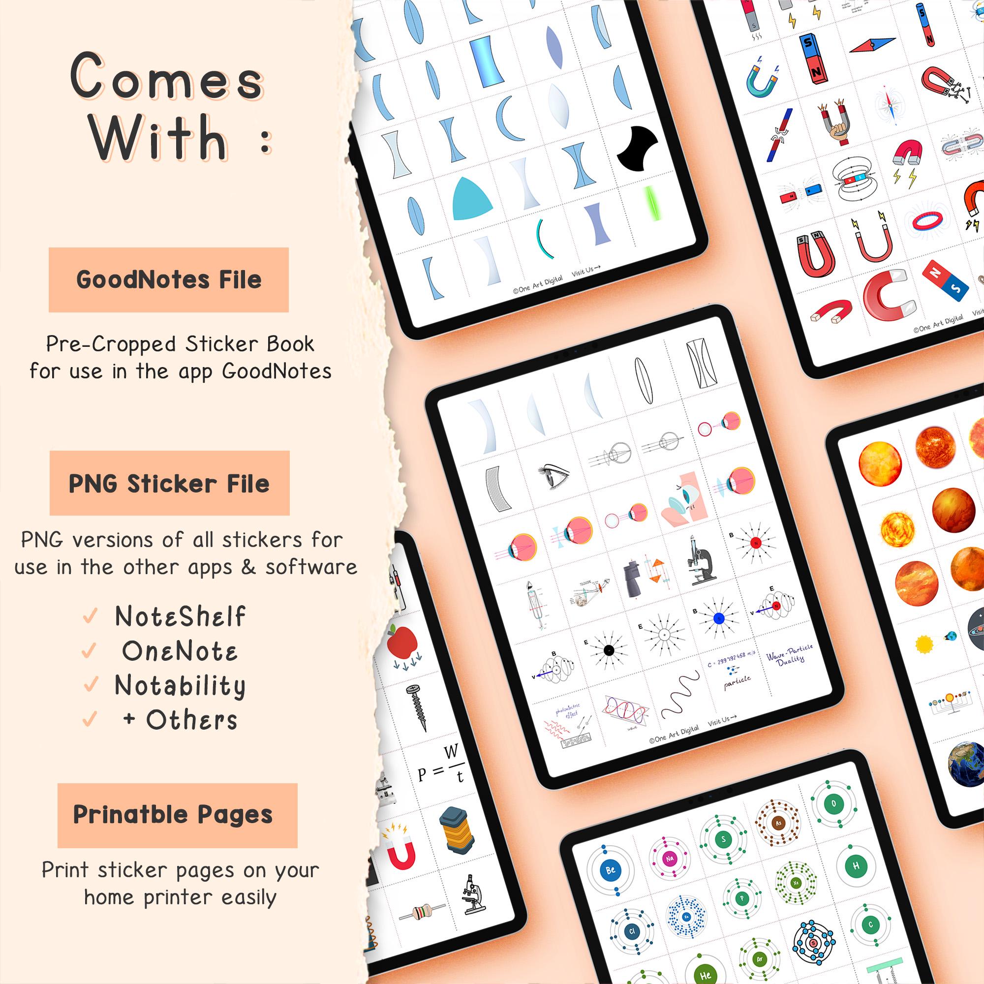 800 Physics Stickers for Notes | Hand-drawn Pngs for iPad | Goodnotes ...