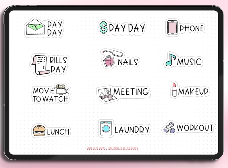 Everyday Cute Life Icon Digital Stickers for Goodnotes & Notability ...