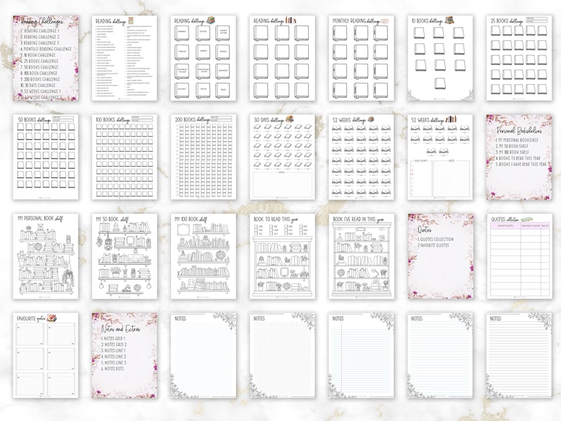 African American Women Reading Journal Printable Bundle , Book Reading Planner, Reading Challenge, Book Review, Bookshelf, Reading Tracker