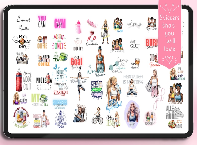 Health Band Sticker Ultimate Digital Health and Fitness Stickers , Digital Planner Stickers ...