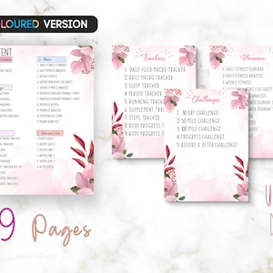Ultimate Health and Fitness Printable Planner Bundle, Fitness Journal, Diet, Workout Trackers, Meal planner, Fitness Challenge, Analysis