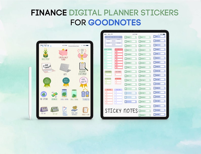 Finance Budget Digital Planner Stickers goodnotes Stickers Etsy