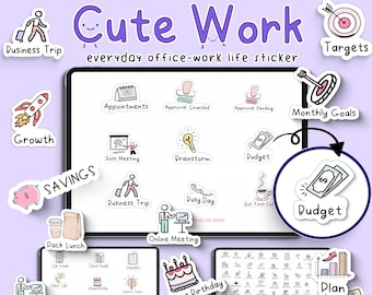 Office Work Icon Goodnotes Stickers | 73 Cute Doodle PNGs | Notability iPad Productivity Stickers | Digital Planner Office Icons