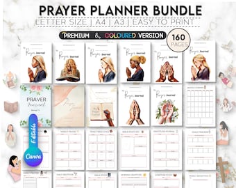 Prayer Journal Printable | Bible Study, Gratitude (160 Pages, PDF)