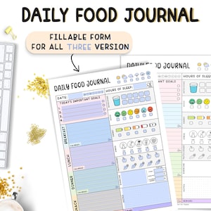 Editable Daily Food Journal | Diet and Calorie Tracker | Workout & Mood Tracker | Daily Meal Planner | GoodNotes PDF | Digital Download